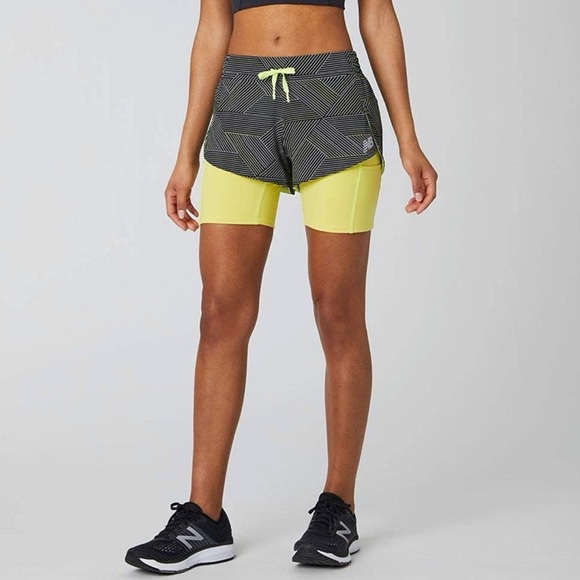 New Balance Shorts New Balance Black Yellow Womens Impact Run 2 In